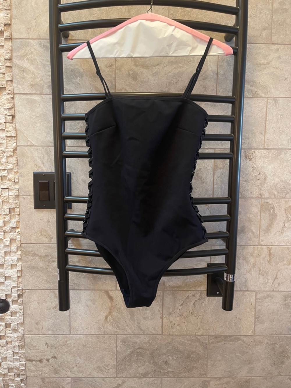 Zimmermann Black One-Piece Swim Suit with Side Lace-Up